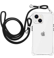 ★iPhone 13Mini ケース クリア ショルダー スマホケース アイフォン 13mini ケース ストラップ付き 肩掛け 斜めがけ 首掛け 紐付き カバー 透明 耐衝撃 薄型 軽量 TPU バンパー(透明)