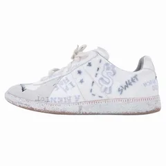 美品 20AW メゾンマルジェラ Maison Margiela レプリカ REPLICA グラフィティ レザー GRAFFITI LEATHER SNEAKER スニーカー シューズ ローカット 落書き ダメージ加工 S57WS0355 40 25.0cm
