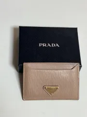 PRADA プラダ VITELLO MOVE 三角ロゴ カードウォレット ピンクベージュ