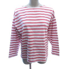 ドレスキップ DRESKIP カットソー バスクシャツ ボートネック ボーダー 長袖 M 白 ホワイト ピンク /AU