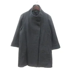 コムサイズム COMME CA ISM コート ウール 総裏地 七分袖 XL チャコールグレー /MS