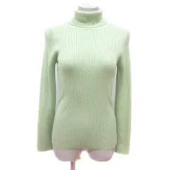 ジーユー GU ニット カットソー タートルネック 長袖 リブ M 黄緑 ライトグリーン /MN ●RY