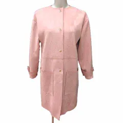 ザラ ZARA ノーカラーコート フェイクスエード S ピンク /YK