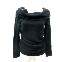 ザラ ZARA ニット カットソー オフショルダー 長袖 M 黒 ブラック /MN