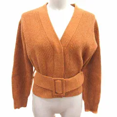 マルティニーク martinique カーディガン ニット Vネック ベルト 長袖 ウール オレンジブラウン /YK
