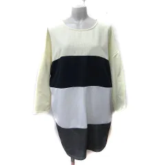 シューラルー SHOO・LA・RUE ワンピース ミニ 長袖 ボーダー L マルチカラー /YI