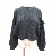ローリーズファーム LOWRYS FARM ニット セーター ケーブル フリンジ 長袖 F チャコールグレー /YK