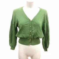 テチチ Te chichi カーディガン ニット Vネック ショート丈 長袖 フリー 緑 グリーン /YK