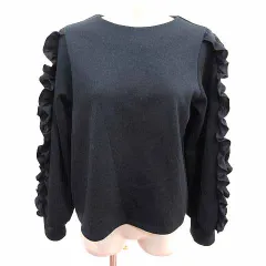 オペークドットクリップ OPAQUE.CLIP カットソー フリル 長袖 38 M 黒 ブラック /YK