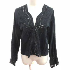 アパートバイローリーズ apart by lowrys ブラウス シャツ Vネック カットワーク 刺しゅう 長袖 F 黒 ブラック /YK ●RYのサムネイル