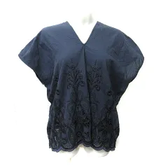 アーバンリサーチ ドアーズ URBAN RESEARCH DOORS シャツ ブラウス プルオーバー フレンチスリーブ 刺繍 レース ONE 紺 ネイビー /YI