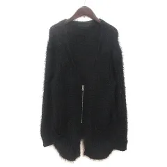 ジーナシス JEANASIS カーディガン ニット シャギー ジップアップ 長袖 F 黒 ブラック /MS