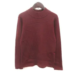 グローバルワーク GLOBAL WORK ニット カットソー ハイネック リブ 長袖 M 赤 えんじ色 ワインレッド /MS