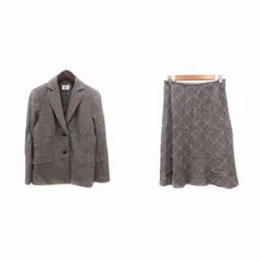 アリスバーリー Aylesbury スーツ セットアップ テーラードジャケット ウール 総裏地 プリーツスカート ひざ丈 チェック 11 茶 ブラウン ピンク /MS