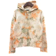 レイビームス Ray Beams パーカー スウェット ジップアップ 総柄 オレンジ /MN