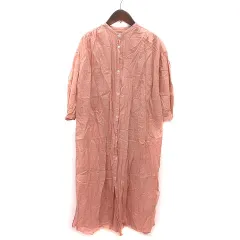 フリークスストア FREAKS STORE シャツワンピース ロング ノーカラー 長袖 F ピンクベージュ /MS