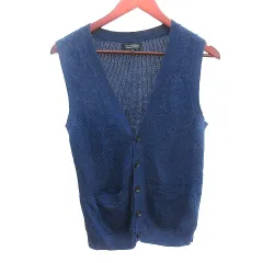 ナノユニバース nano universe ニット ベスト 前開き L 紺 ネイビー /AU