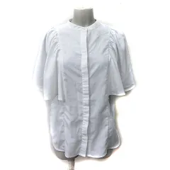 グリーンレーベルリラクシング ユナイテッドアローズ green label relaxing ブラウス バンドカラー フレア袖 半袖 白 ホワイト /YI