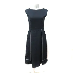 ロイスクレヨン Lois CRAYON ワンピース ロング ノースリーブ M 黒 ブラック /YI