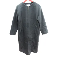 アーバンリサーチ ドアーズ URBAN RESEARCH DOORS ノーカラーコート ロング 総裏地 ウール ONE M チャコールグレー /AU