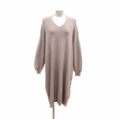 ビーミングバイビームス B:MING LIFE STORE by BEAMS ワンピース フレア ひざ丈 ニット Vネック 長袖 ONE グレージュ /YK
