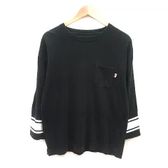 コーエン coen Tシャツ カットソー クルーネック ライン 七分袖 M 黒 ブラック 白 ホワイト /MS