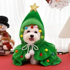 新品 ペット 服 猫 犬 犬の服 マント 仮装 サンタ ハロウィン クリスマス サンタクロース クリスマスツリー フード付き 帽子 星 ゆったり コスチューム コスプレ 面白い 人気 柔らか 暖かい かわいい 防寒 小型 中型犬服 記念 撮影 年賀状 秋 冬