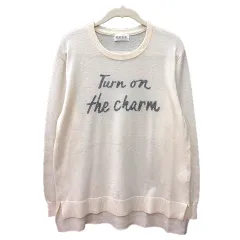 プラステ PLST ニット カットソー 総柄 長袖 M 白 アイボリー /MN