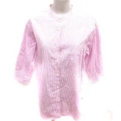 ドレスキップ DRESKIP シャツ ブラウス 長袖 ストライプ M ピンク 白 ホワイト /RT