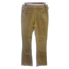 ロデオクラウンズ Rodeo Crowns フレアパンツ イージー カラーデニム カットオフ ダメージ加工 裏起毛 S 黄色 イエロー /AU