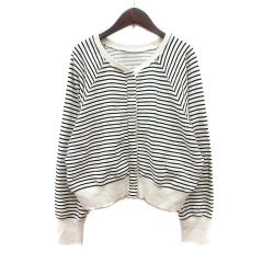 フリークスストア FREAKS STORE カーディガン スウェット ボーダー F 白 アイボリー 黒 ブラック /MN