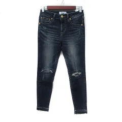 アズールバイマウジー AZUL by moussy スキニーパンツ デニム ジーンズ ダメージ加工 S 紺 ネイビー /YI