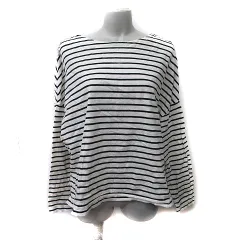 ナノユニバース nano universe カットソー ボーダー 長袖 F 黒 ブラック 白 オフホワイト /YI