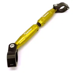 Kaedear(カエディア) バイク ハンドルブレース 可変 アジャスト 標準 22.2mm ハンドル アルミ製 クランプバー マウント 長さ 330-200mm KDR-HB1 (ブラック/ゴールド)