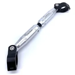 Kaedear(カエディア) バイク ハンドルブレース 可変 アジャスト 標準 22.2mm ハンドル アルミ製 クランプバー マウント 長さ 330-200mm KDR-HB1 (ブラック/シルバー)