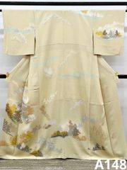 色無地 万葉の心 草木お茶染 堅牢染 共八掛 褐返色 正絹 反物 FU076