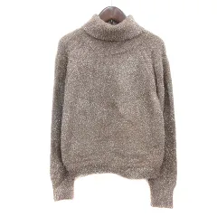 ユナイテッドアローズ A DAY IN THE LIFE UNITED ARROWS ニット セーター タートルネック 長袖 ラメ 茶 ブラウン /MN