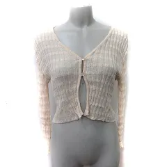 レイカズン Ray cassin カーディガン カットソー リブ 長袖 F ベージュ /YI