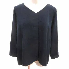 ドレスキップ DRESKIP ブラウス Vネック 長袖 M 紺 ネイビー /YK