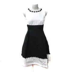 ケイトスペード KATE SPADE ワンピース ひざ丈 ノースリーブ スパンコール 2 M 白 ホワイト 黒 ブラック /YI