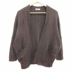 スタディオクリップ Studio Clip カーディガン ニット 前開き ドルマンスリーブ 長袖 F こげ茶 ダークブラウン /YK