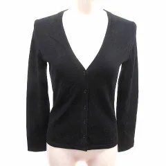 アンタイトル UNTITLED カーディガン ニット Vネック 長袖 ウール 2 M 黒 ブラック /YK