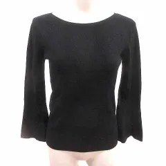 プラステ PLST ニット カットソー ボートネック フレアスリーブ 長袖 M 黒 ブラック /YK