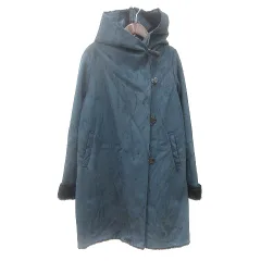 ロッソ ROSSO アーバンリサーチ コート ロング フード フェイクムートン F 紺 ネイビー /MN