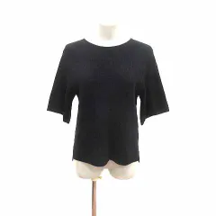 シップス SHIPS ニット カットソー 五分袖 黒 ブラック /YK