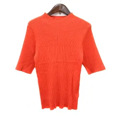 センスオブプレイス バイ アーバンリサーチ Sense of Place by Urban Research ニット カットソー ハイネック 五分袖 リブ One M オレンジ /MN