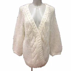 トラッゾドンナ Torrazzo Donna カーディガン ニット ケーブル 前開き 長袖 白 ホワイト /YK