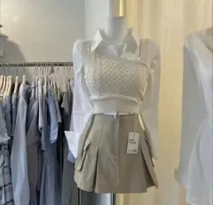 クロップド ニット ベスト セット