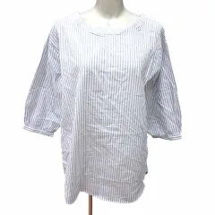 サマンサモスモス SM2 ブラウス ストライプ 七分袖 F 青 ブルー 白 ホワイト /YK