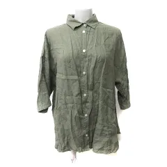 スローブ イエナ SLOBE IENA  シャツ ブラウス 七分袖 麻 リネン F 緑 カーキ /YI